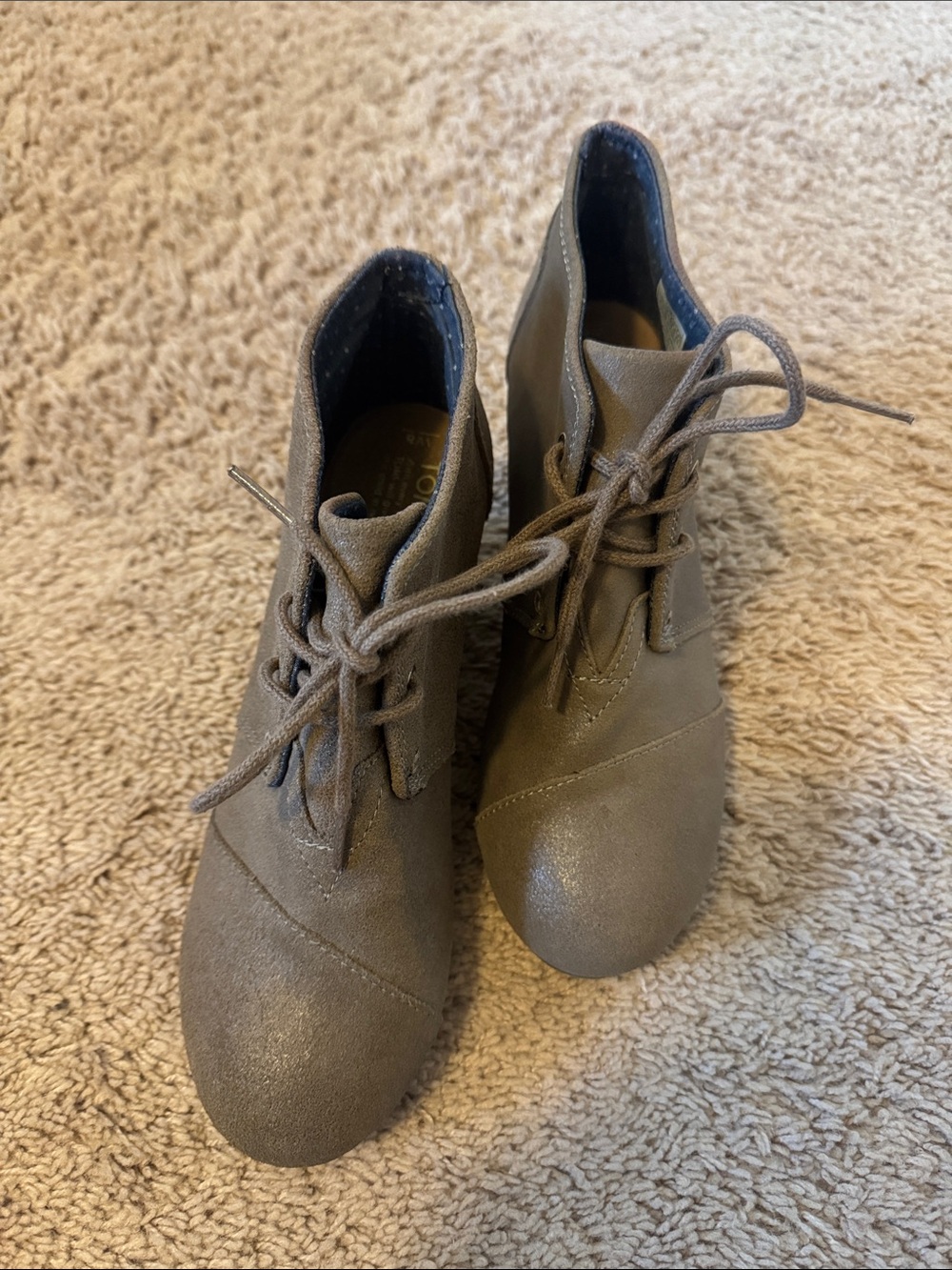 Toms Women's Taupe Wedge Booties